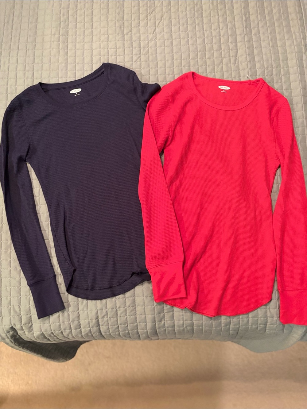 NWOT Old Navy Long Sleeve Waffle Tops - Navy & Bright Red